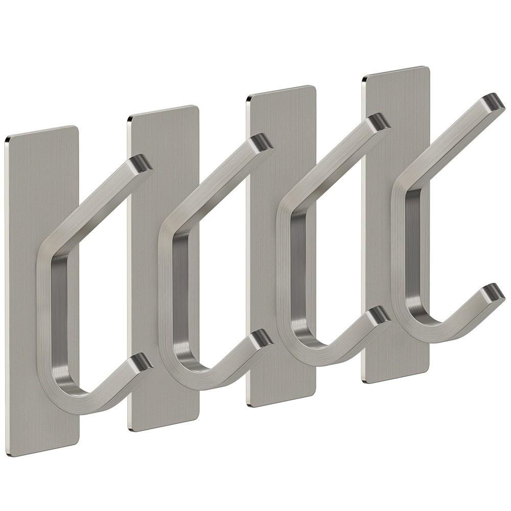 Brushed Nickel Self Adhesive Towel Hooks for Bathroom Wall Door Mounted - SUS...