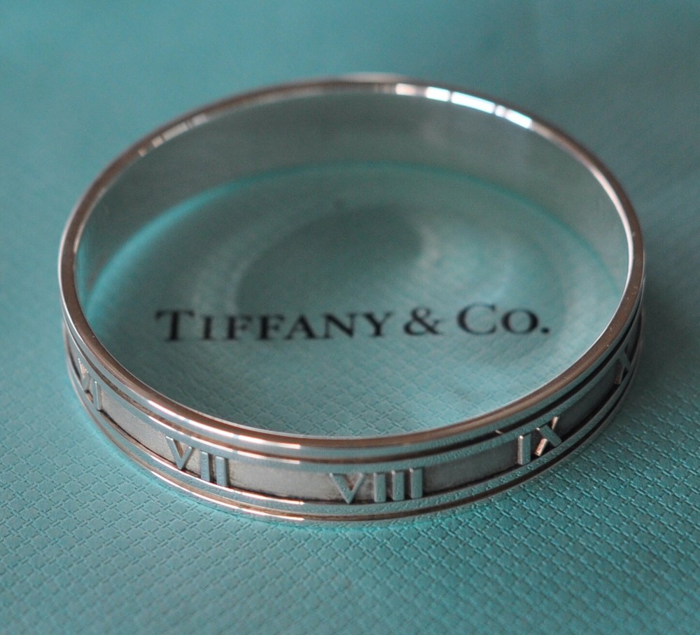 Tiffany & Co.  Atlas Roman Numeral Bangle Bracelet 1995  Sterling Silver 925