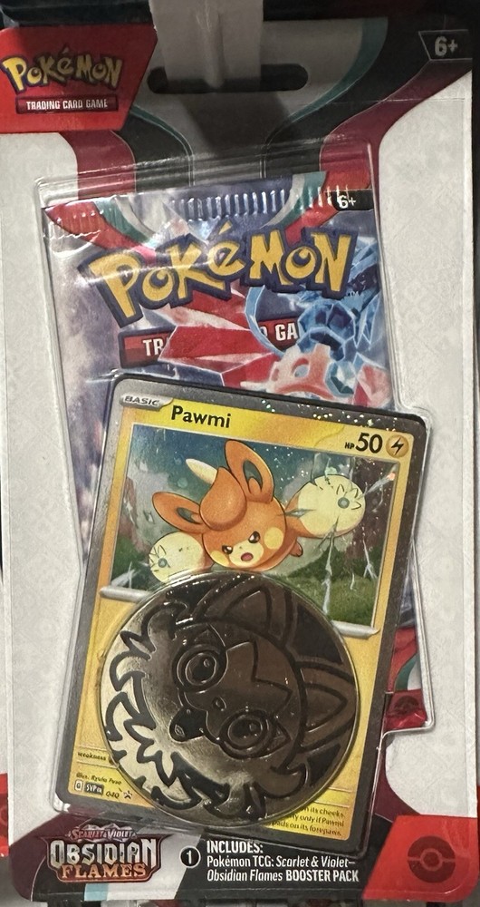 Pokemon TCG Obsidian Flames Booster Pack,  Pawmi Promo,  Pokemon Coin