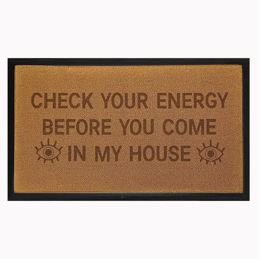 Check Your Energy Door Mat Outside Entrance Funny Welcome Mats Outdoor Indoor...