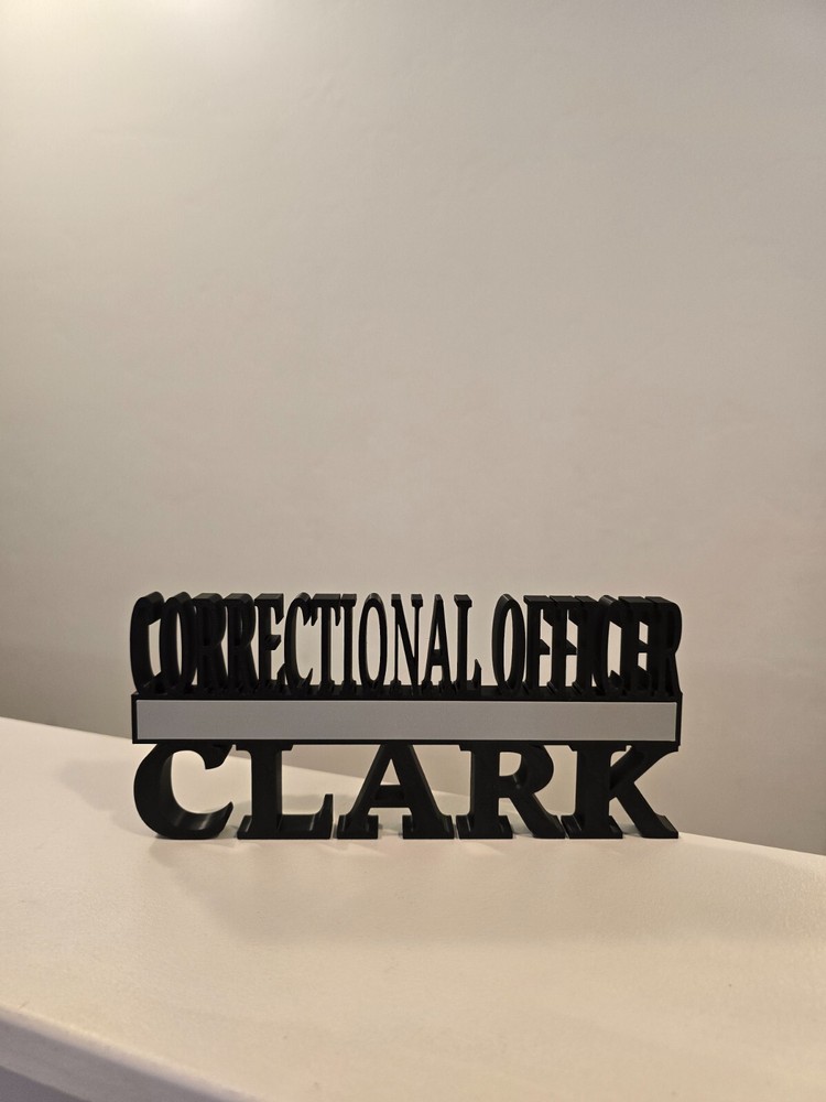 Made to Order - Thin Grey Line Corrections Desk Name Plate Custom Rank & Name