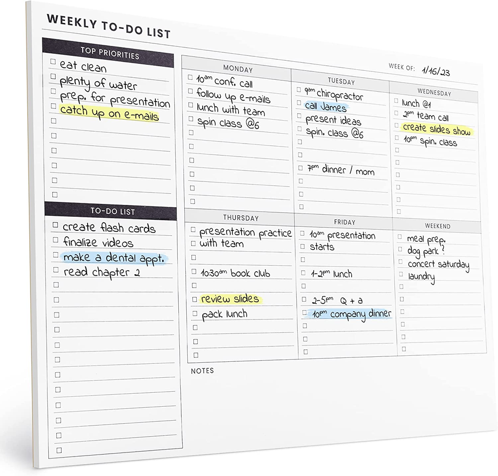 Weekly Planner Pad: to Do List Desk Notepad with Multiple Sections - 8.5X11