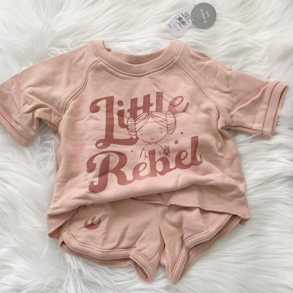 NWT Gap Kids - Blush pink Little Rebel shorts & sweatshirt top, 6-12 mos
