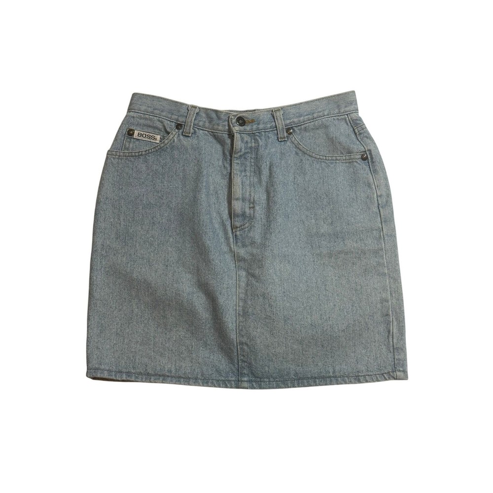 Vintage Y2K Boss by IG Design Denim Jean Skirt Womens Small Light Wash Mini Blue