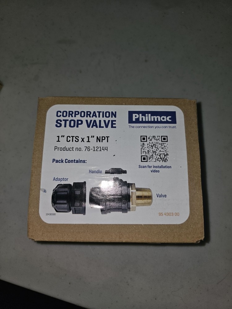 Philmac 1 Inch CTS x 1 Inch NPT Stop Valve 76-12144