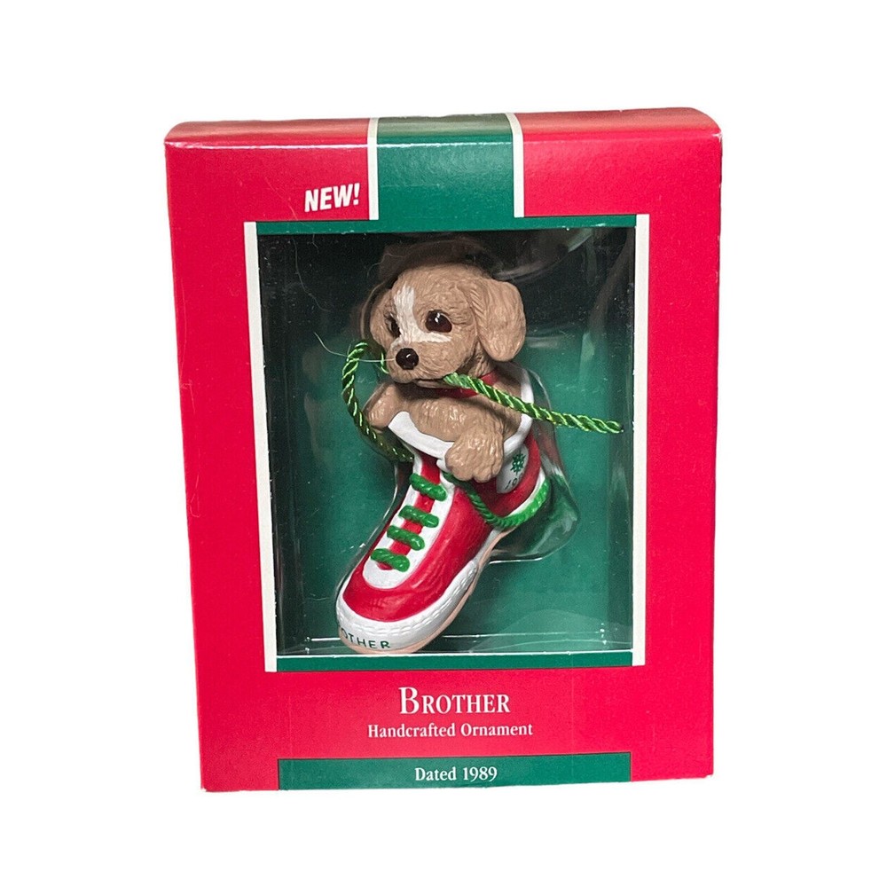 Puppy In Shoe 1989 Hallmark Keepsake Brother Christmas Tree Ornament