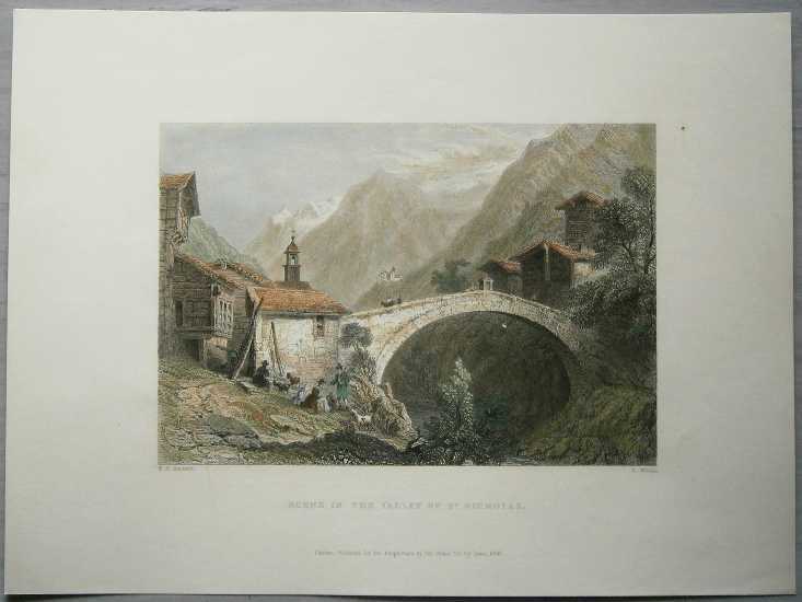 1836 Bartlett print ST. NIKLAUS, MATTERTAL, VALAIS, SWITZERLAND (#26)