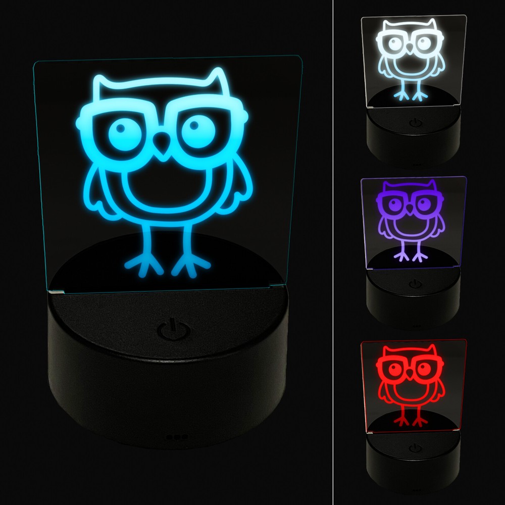 Owl Smart with Glasses 3D LED Night Light Illusion Lamp