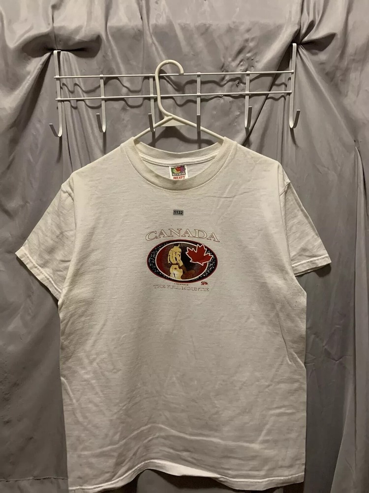 Vintage Canada Shirt Adult Medium White Short Sleeve The Full Mountie 90s Men’s