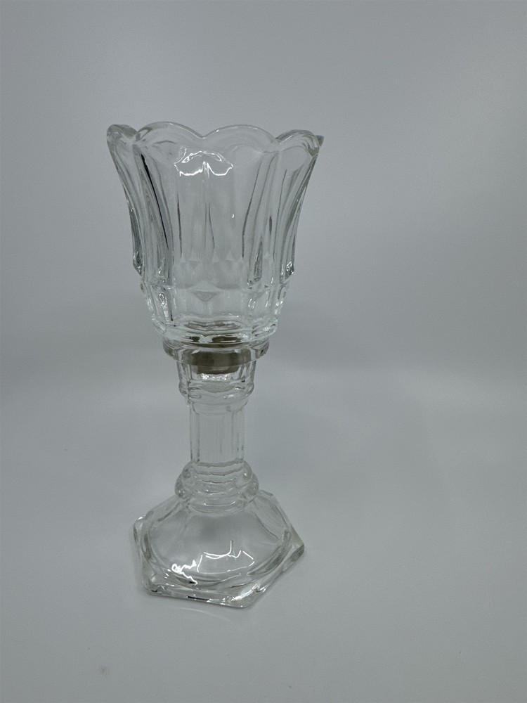 Homco Home Interiors Clear Glass 2pc Clear Glass Crystal Candle Votive Holder 7