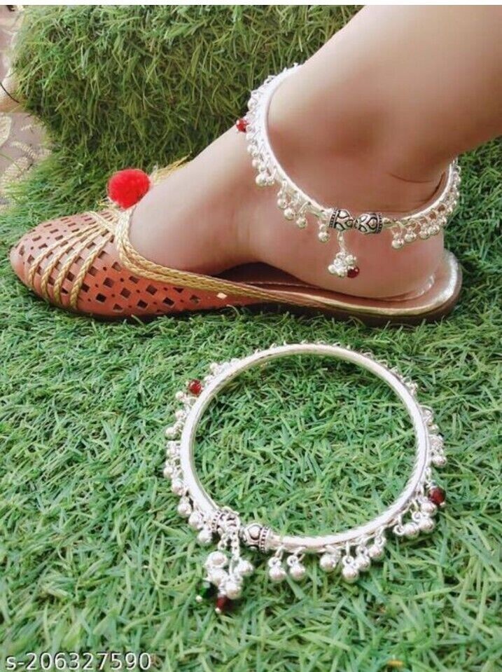 Silver Plated Payal Bridal Foot Anklet Chain Fashion Jewelry Gift For Her-image