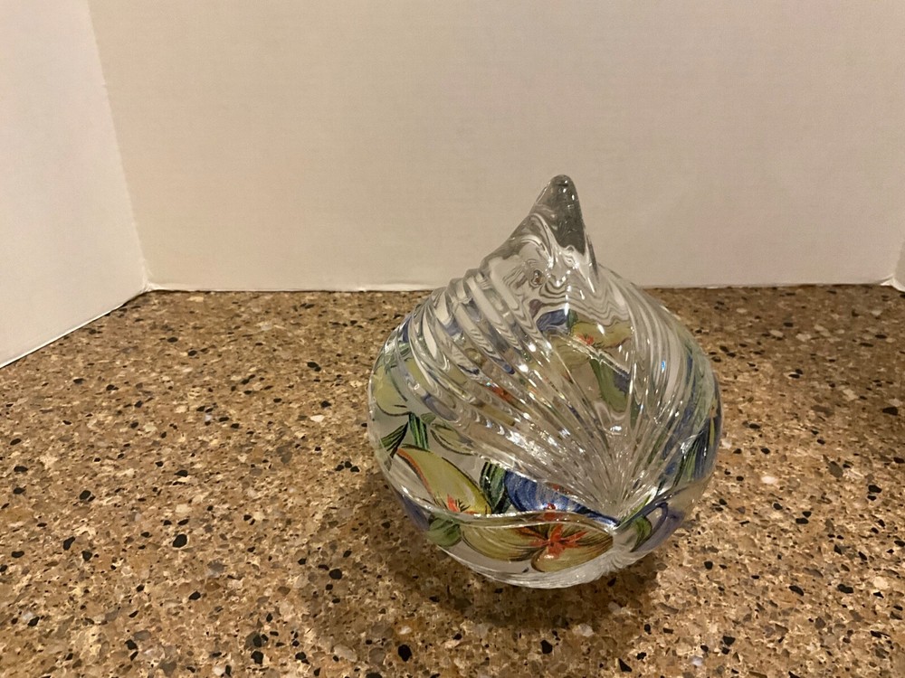 Vintage Anna Hutte Art Deco Painted Crystal Candy Dish Bleikristall
