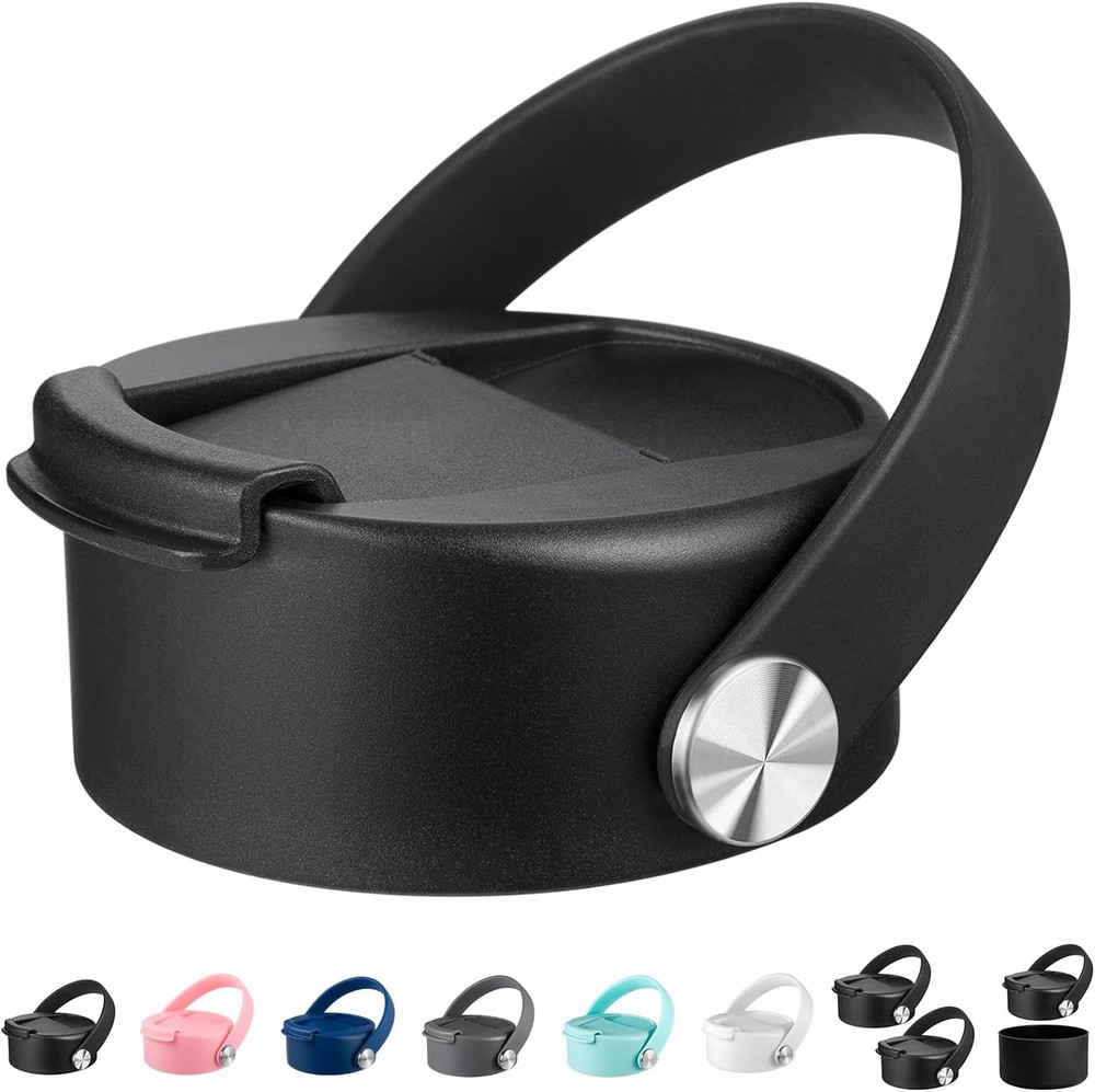 Black Flip Lid with Flexible Handle for Hydro Flask Wide Mouth 32-40 oz