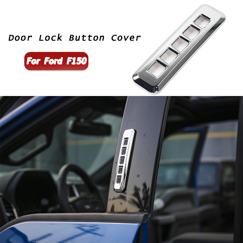 Door Password Lock Switch Button Frame Trim Cover For Ford F150 2015-2017 Chrome-image