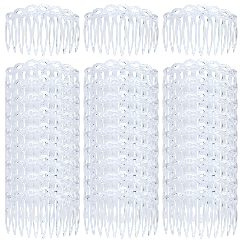 Cinaci 30 Pieces Clear White French Twist Water Wave Plastic Hair Side Combs Sli
