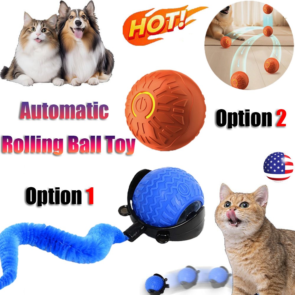 Automatic Rolling Ball Toy for Cats and Dogs - Self-Moving Interactive Pet Game