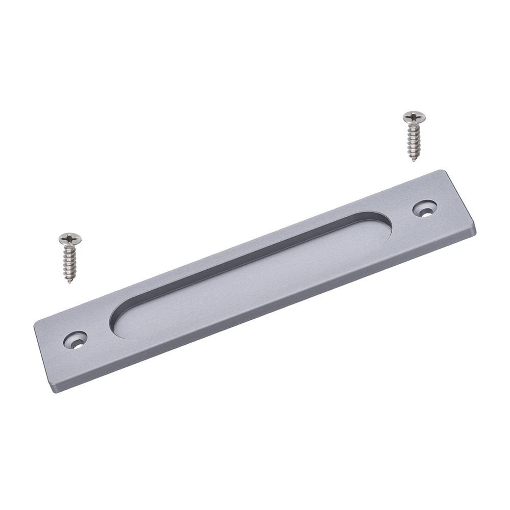 1Pcs 180mm Sliding Door Finger Handle Zinc Alloy w Screw Grey Rectangle