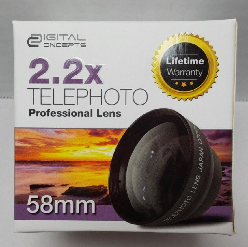 Digital Concepts High Definition 2.2X  58mm Telephoto Lens Optics W/Caps..