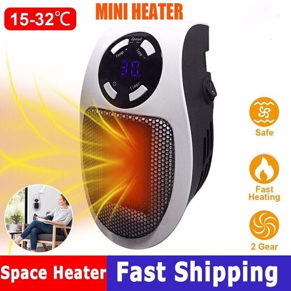 Portable Plug in Wall Space Heater Digital Timer Electric Personal Heater 500W