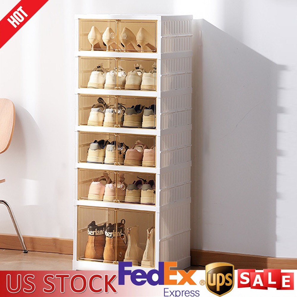 Foldable 6-Tier Shoe Rack with Band Pulley for Easy Assembly
