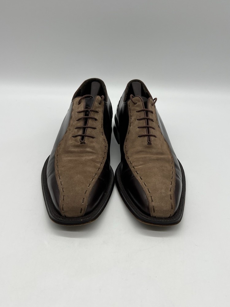 Mezlan Termoli Men’s Size 13 Brown Gray Leather Suede Oxford Dress Shoes.