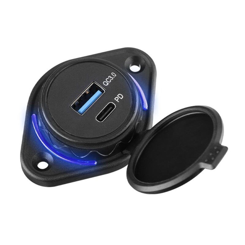 12V 24V Car Panel USB C PD18W Fast Charging Outlet
