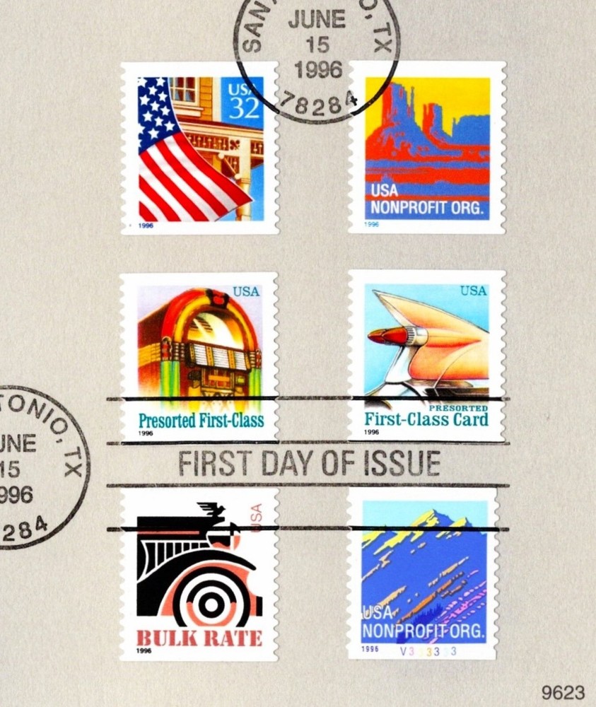 First Day Souvenir Cancellation Page FDC 2902B-2915B Plate # Single PNC 1996-23