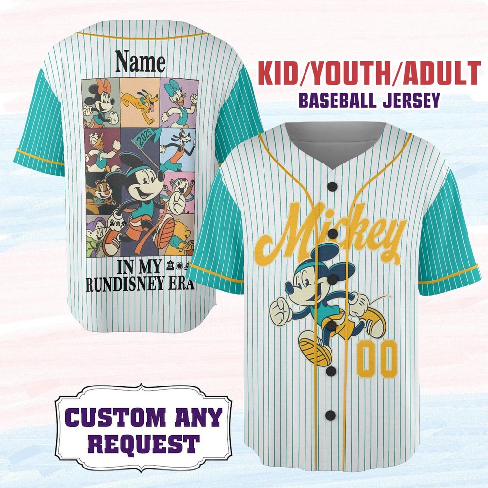 2025 runDisney Mickey Marathon Baseball Jersey for Kids Men Women NEW Gift