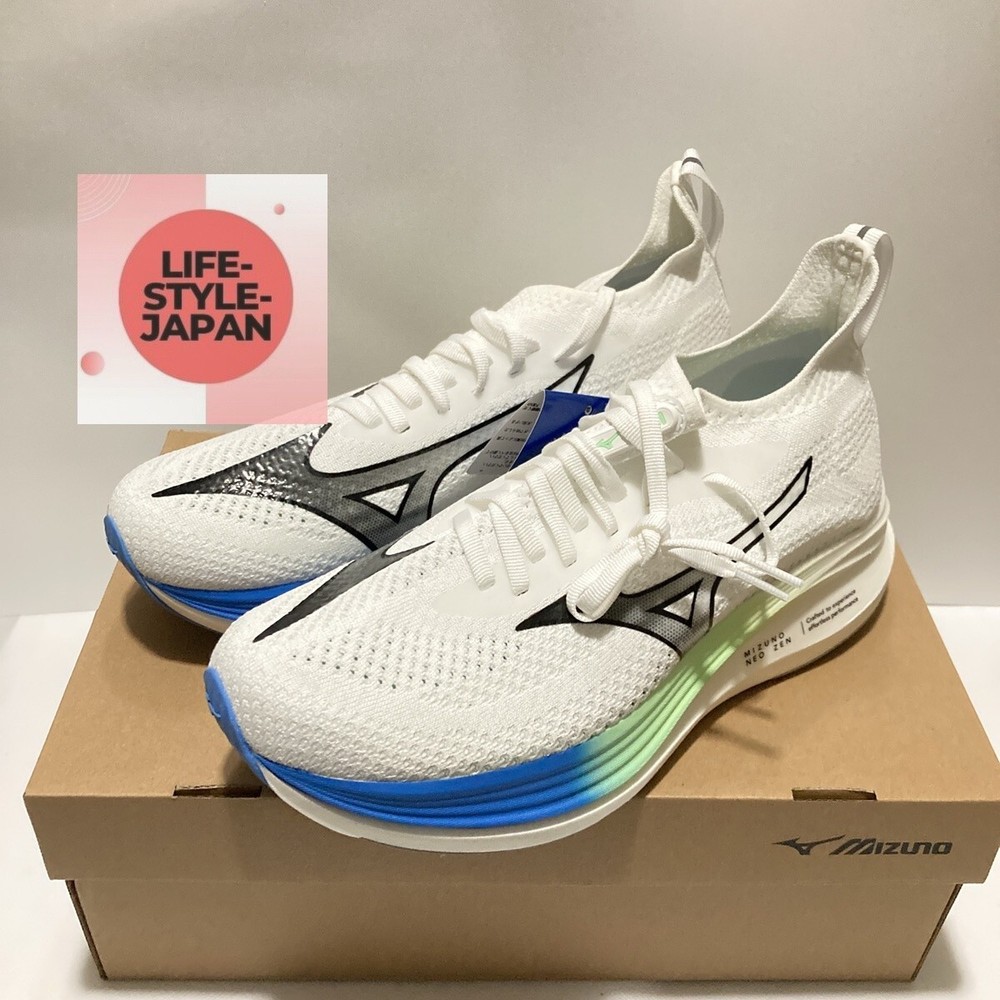 MIZUNO NEO ZEN J1GC2586 Men 2E Running Shoes White Black Blue ENERZY NXT Cushioning