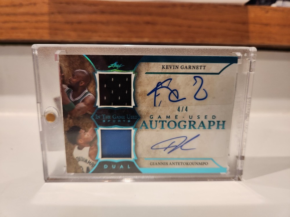 2020 IN THE GAME USED JERSEY AUTO 4/4 GIANNIS ANTETOKOUNMPO AND KEVIN GARNETT