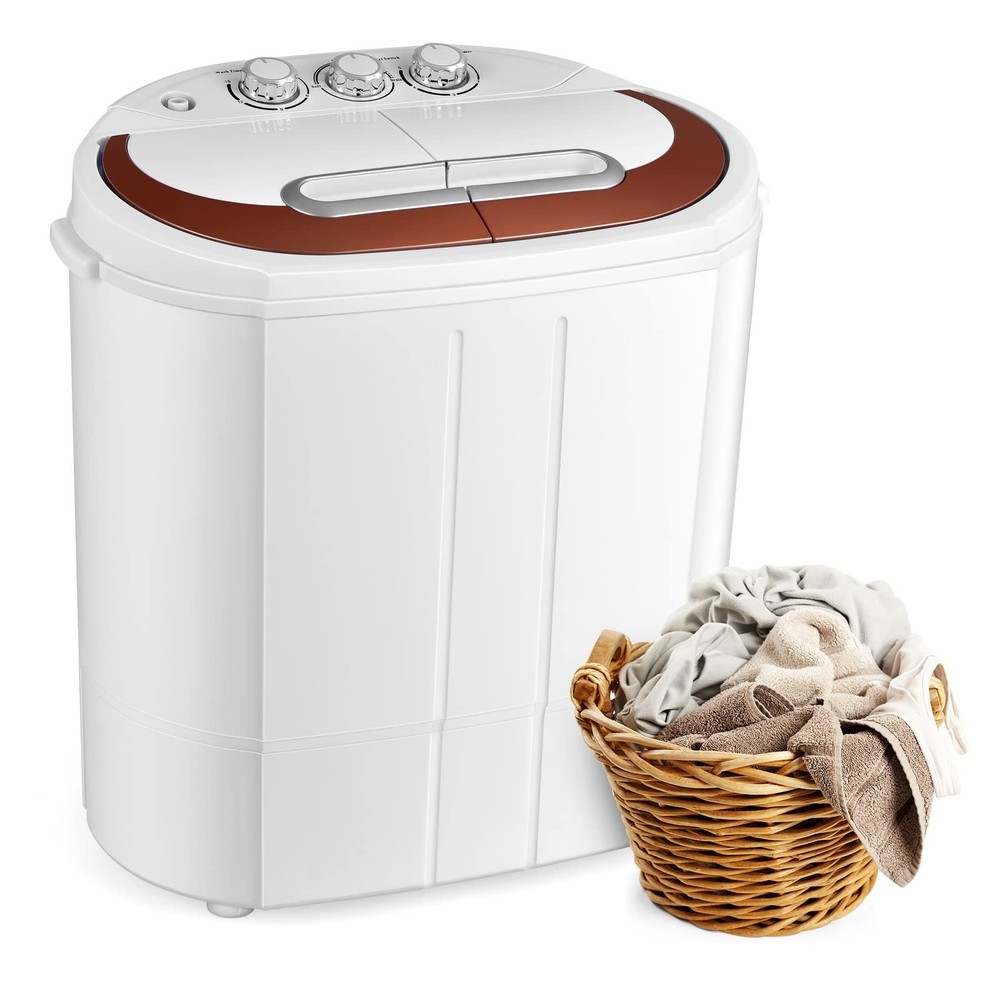 Mini Compact Twin Tub Portable Washing Machine White Brown XPB30-1288S