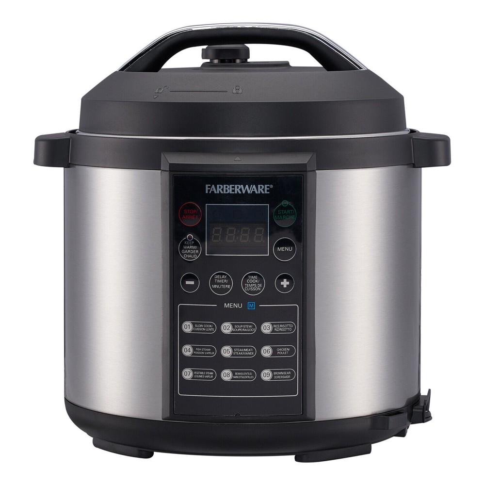 Farberware 6 Quart Programmable Digital Pressure Cooker - Silver/Black