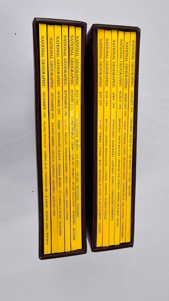 1994 National Geographic 12 Magazines Complete Set & Slipcover/ January-December