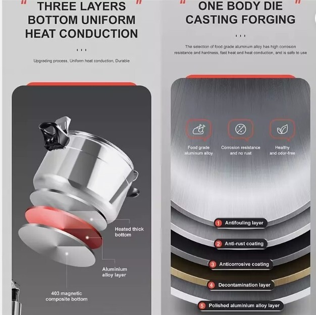 7L Professional Pressure Cooker Heavy-Duty Aluminum Explosion-Proof Cooking Pots