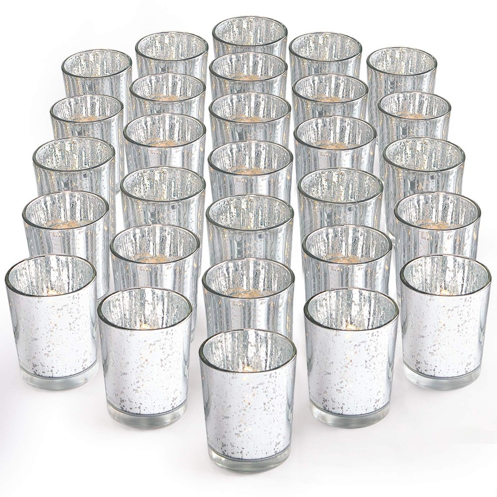 Silver Speckled Votive Candle Holders Set of 36 Bulk Wedding Home Decor