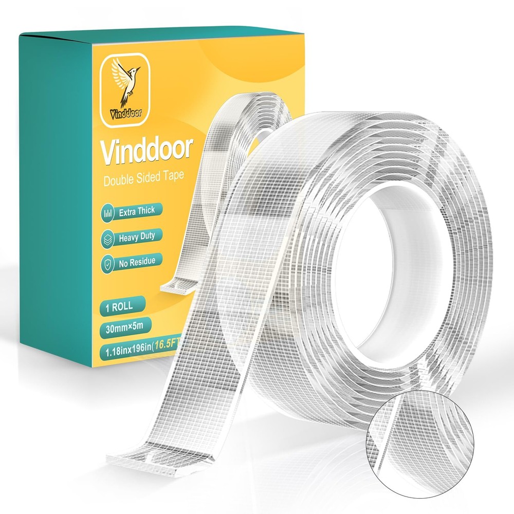 Vinddoor Dobble Sided Tape Heavy Duty Mounting Tape (16.4FT), Command Strips ...