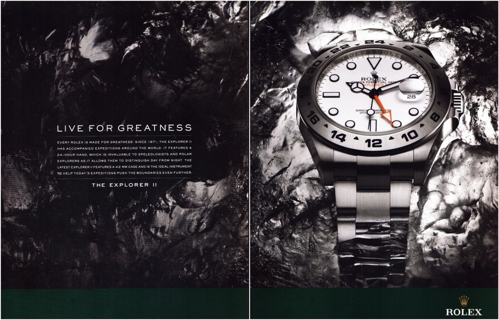 ROLEX Explorer Live For Greatness Original 2011 Print Ad 2 Pages!!