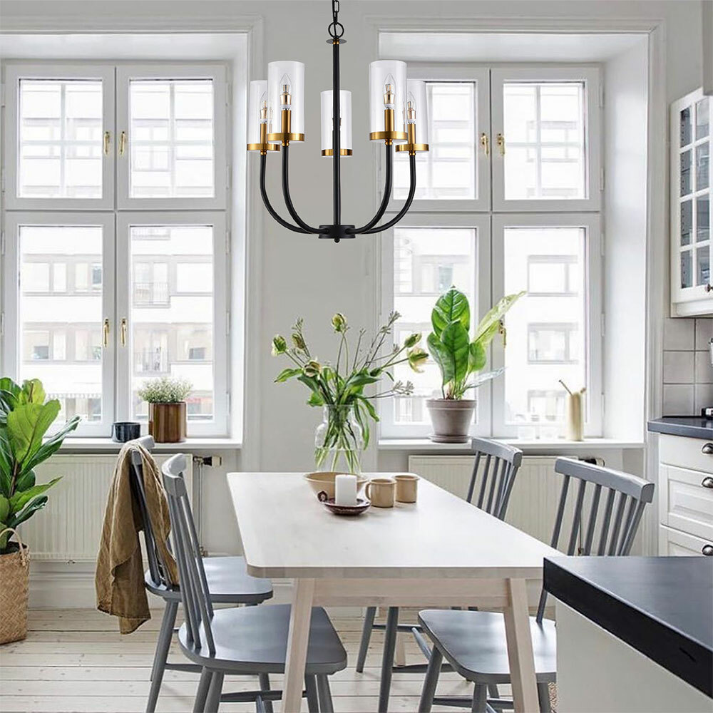 Modern Indoor Ceiling Pendant Light with Metal and Glass Lampshade