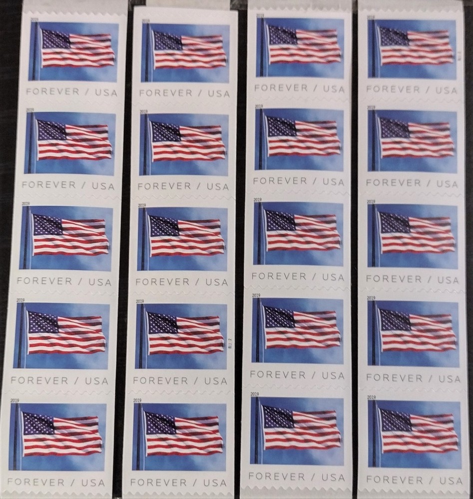 2019 Forever US Flag Coil Strip of 20 First Class Mail for 1 oz Letters 🔥