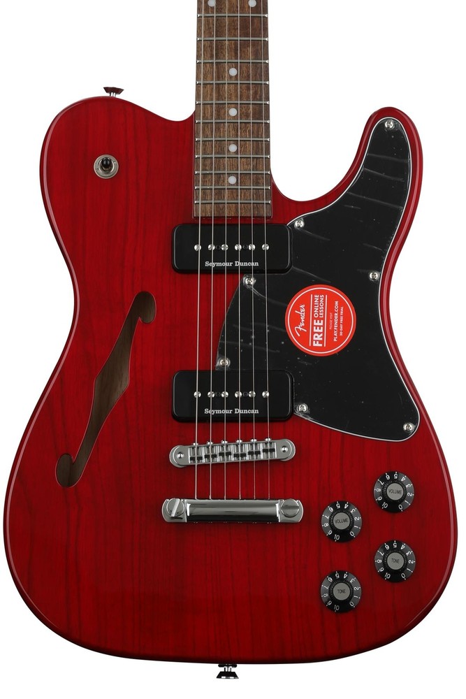 Fender Jim Adkins JA-90 Telecaster Thinline - Crimson Transparent with Indian