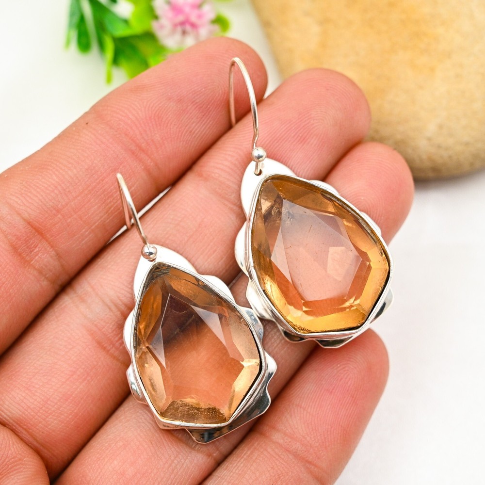 Amazing Citrine Earrings in 925 Sterling Silver Handmade Women's Gemstone Gift Jewelry