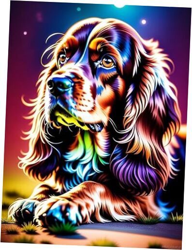 Colorful Animals Diamond Painting Kits for Adults, 5D English Cocker Spaniel