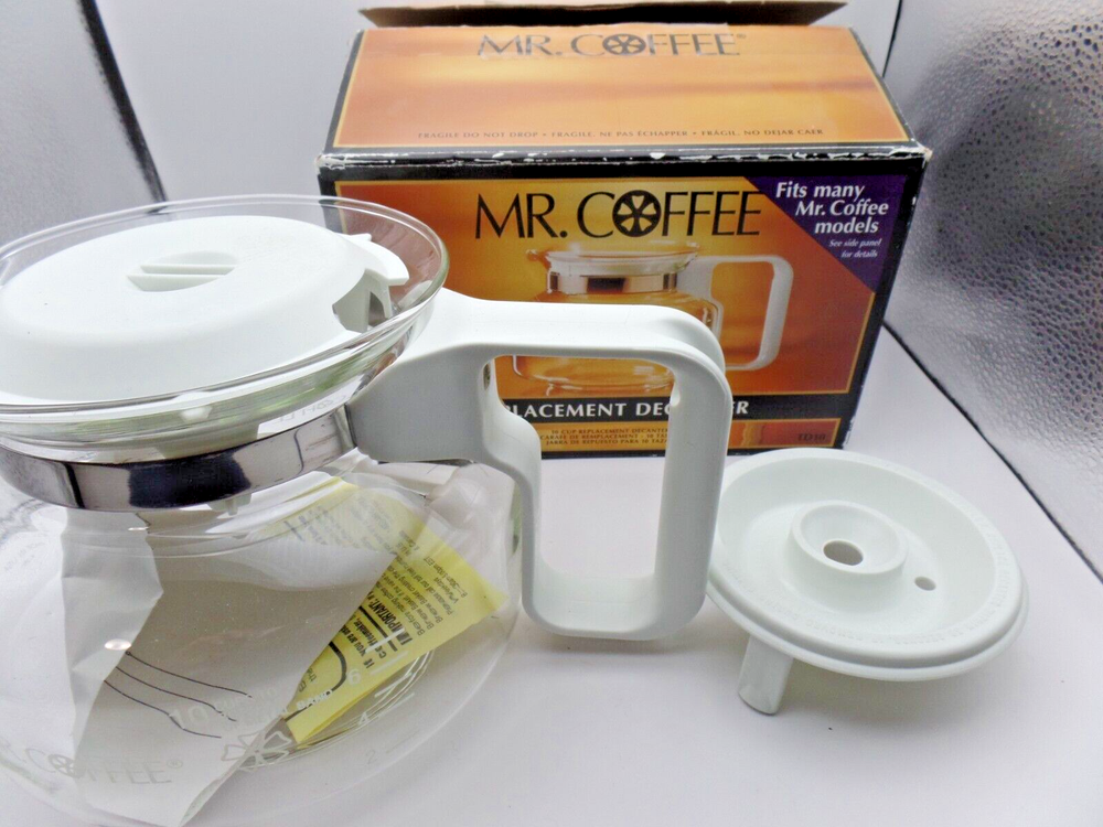 Vintage Mr Coffee 10-Cup White Replacement Decanter Pot TD10 Glass Open Box