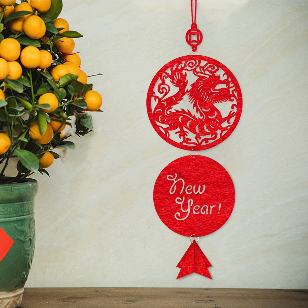 Happy Chinese New Year Porch Sign Traditional Dragon Mascot New Year Sign DECOR