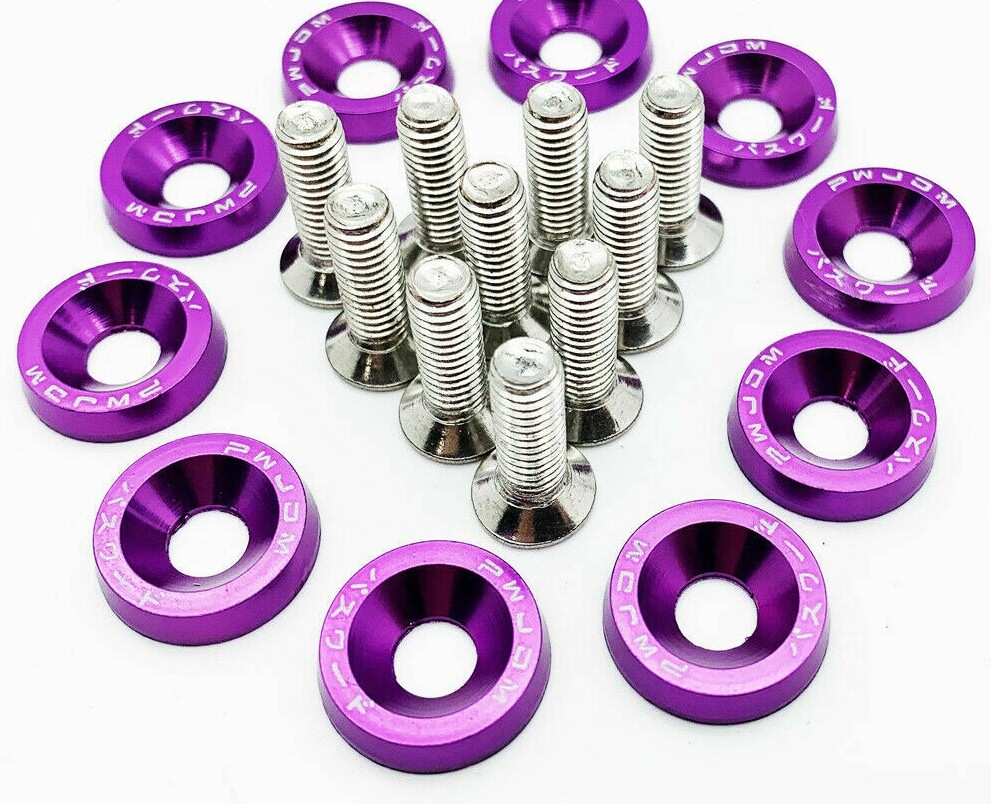 JDM Aluminum Fender Washers 10-PC Bumper Bolt Engine Dress Up Kit-image