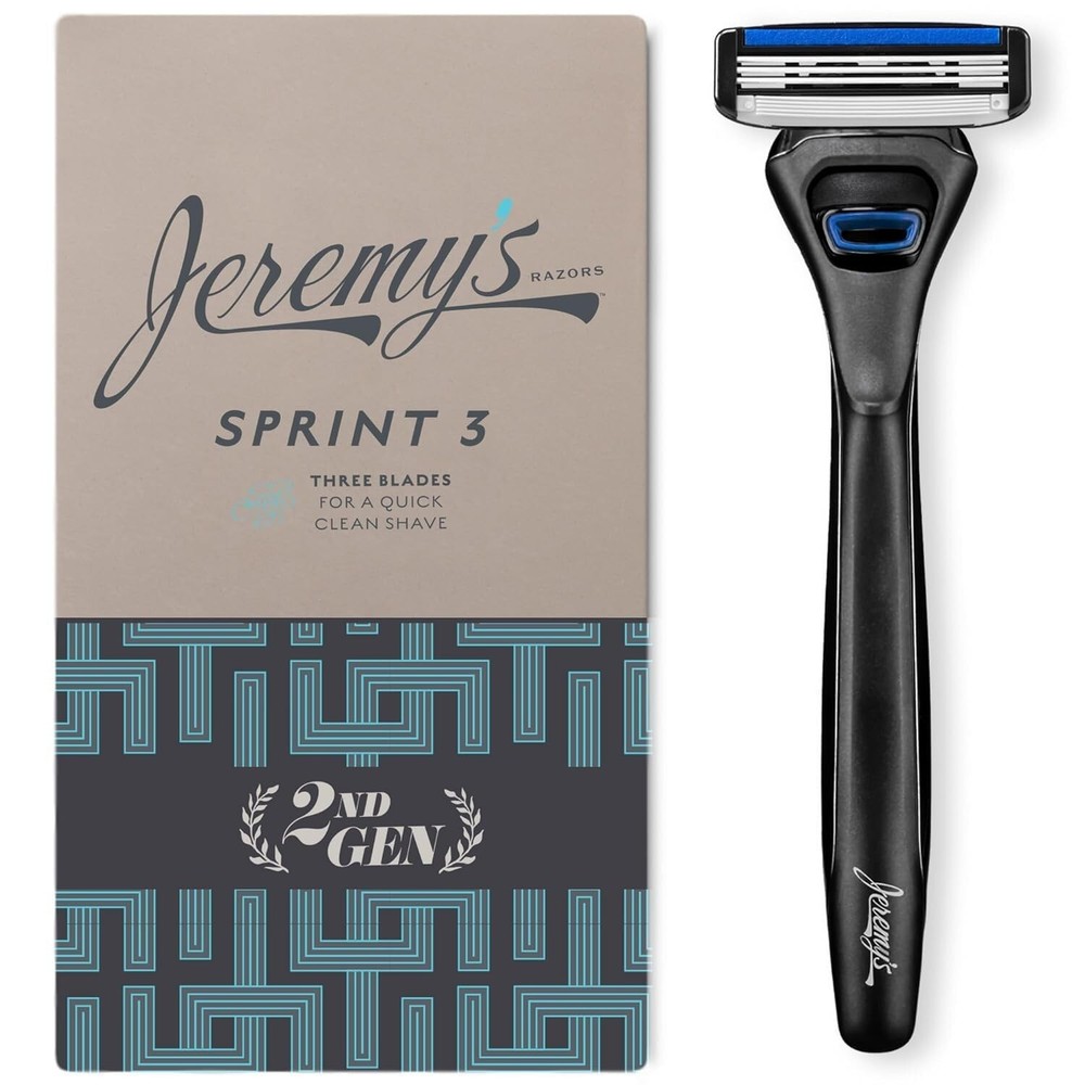 Jeremy's Razors for Men Sprint 3 Blade Razor - Stainless Blades Lubricating S...