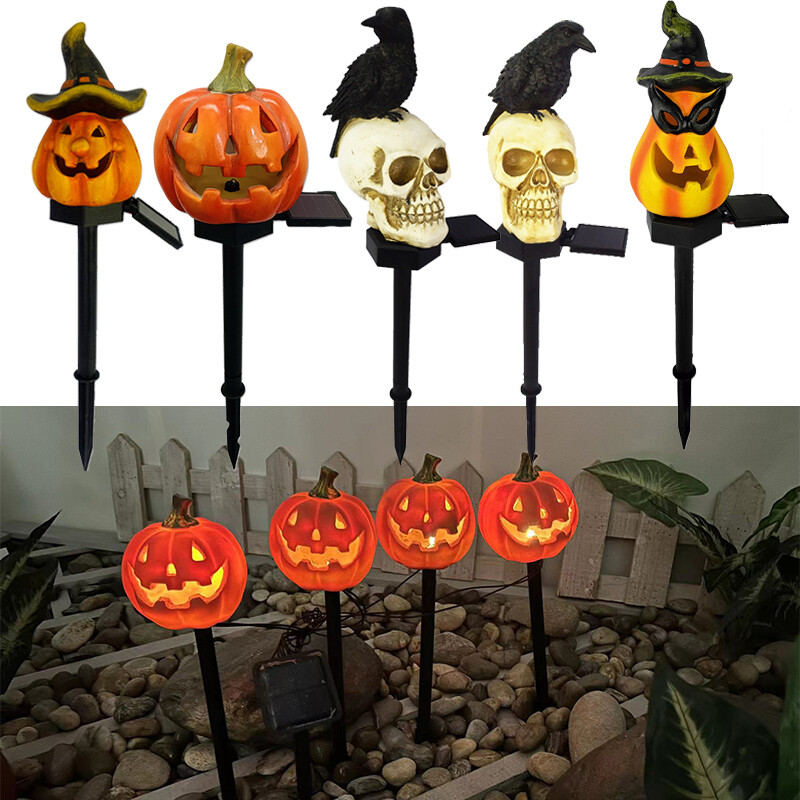 2023 Solar-Powered Halloween Pumpkin LED Lights for Outdoor Garden and Landscape Decor