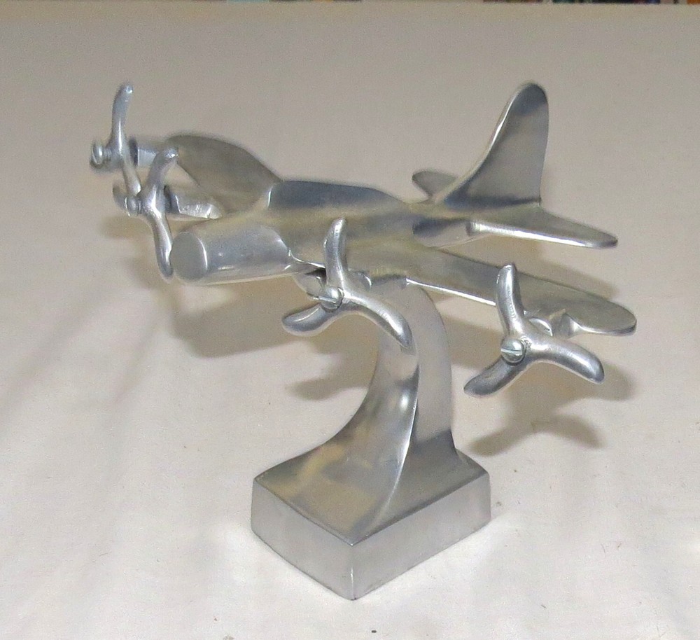 Aluminium Four Engine Prop Plane Model - 9 x 6.5 x 7.5 inches