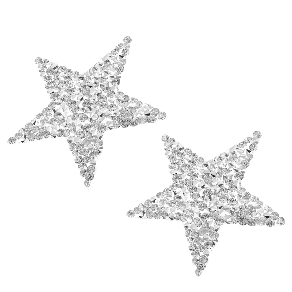 4-Piece Rhinestone & Sequin Pentagram Star Patch Set  