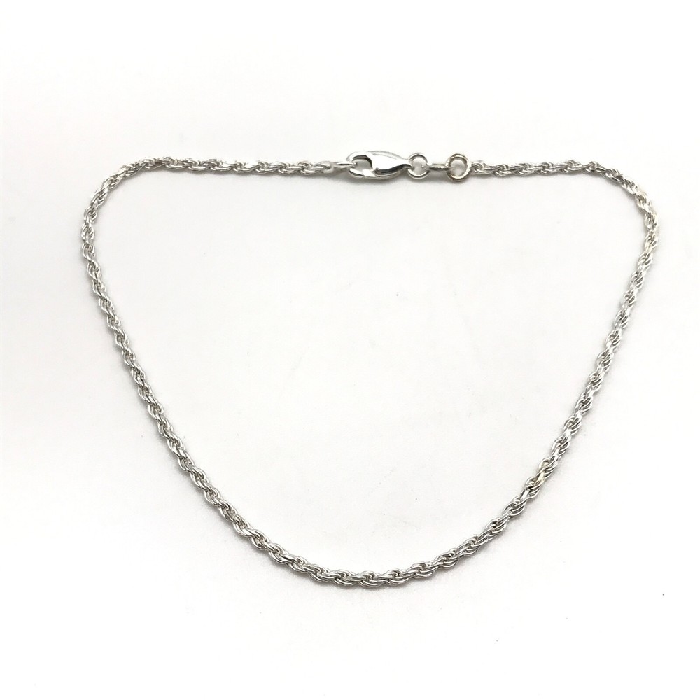 925 Italy Sterling Silver Rope Chain Bracelet Anklet 9